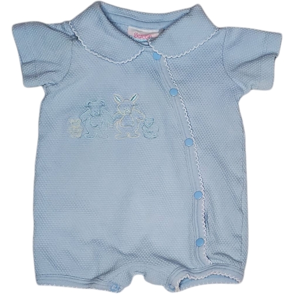 Vintage Other - Vintage Sweet Treasures Romper Short-sleeve Blue Teddy Bear Baby Boys Newborn